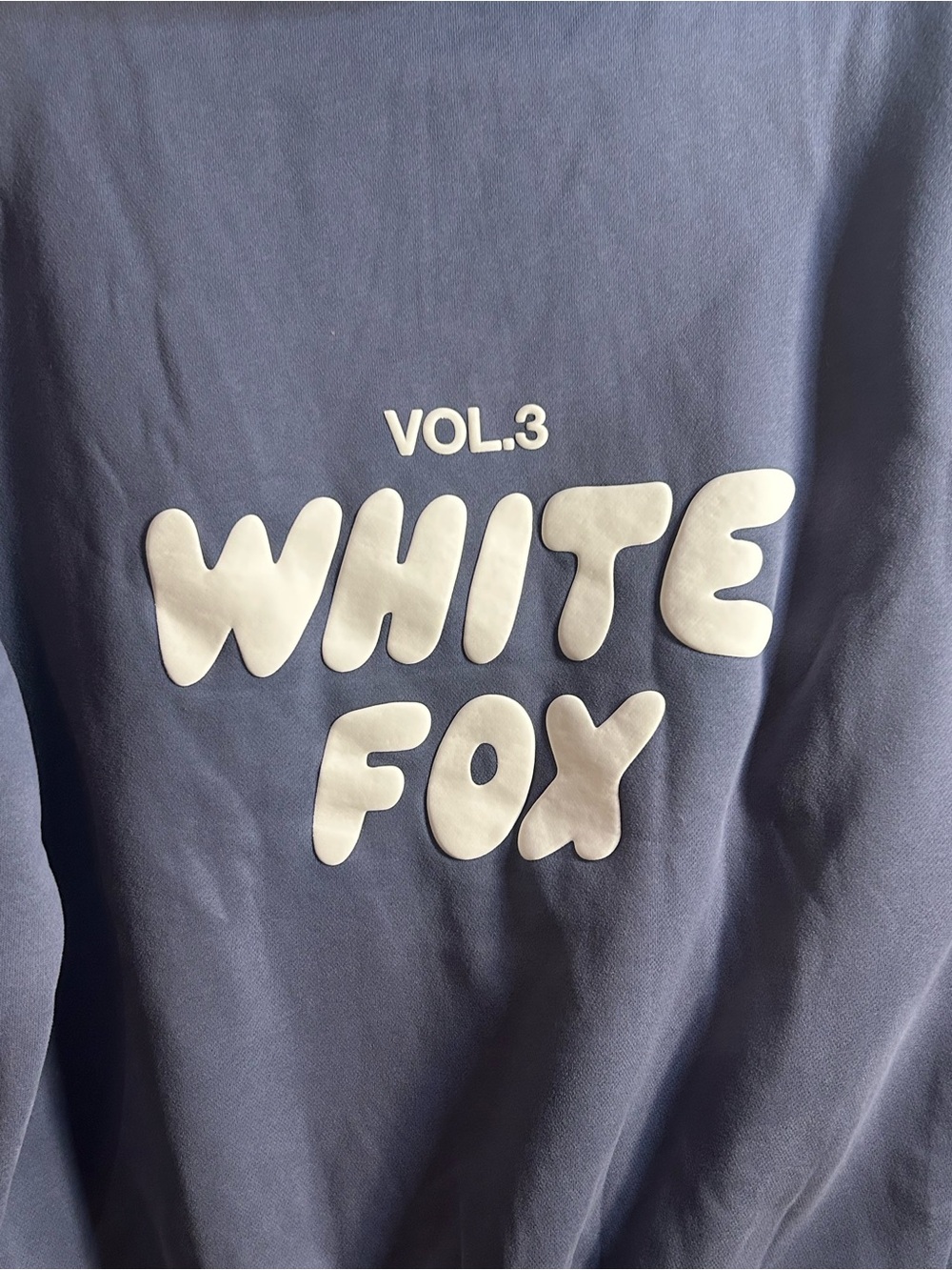 White Fox Boutique Vol 3 Hoodie XXS/XS Slate Blue Oversized Puff Print graphic